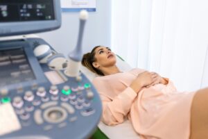 Woman getting ultrasound