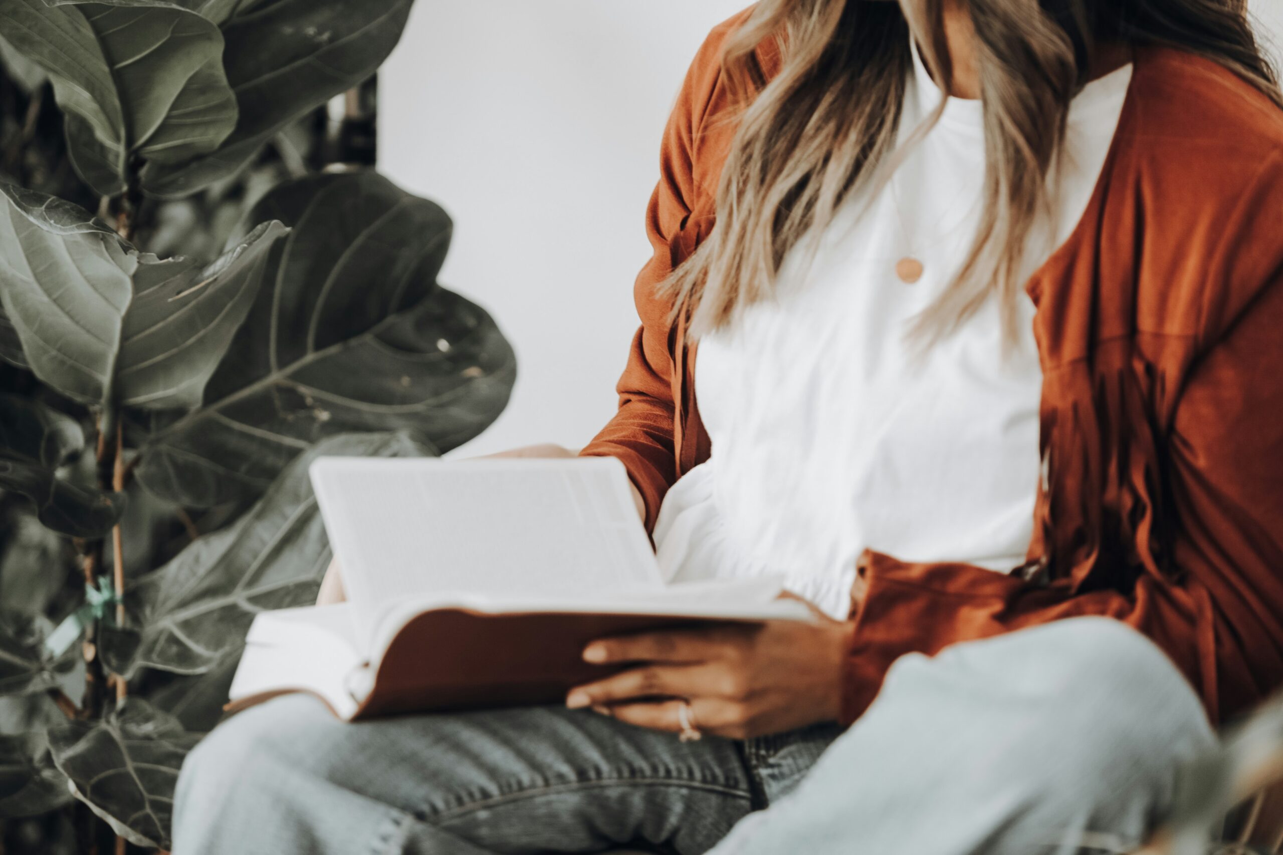 woman reading book